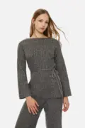 Long belted sweater